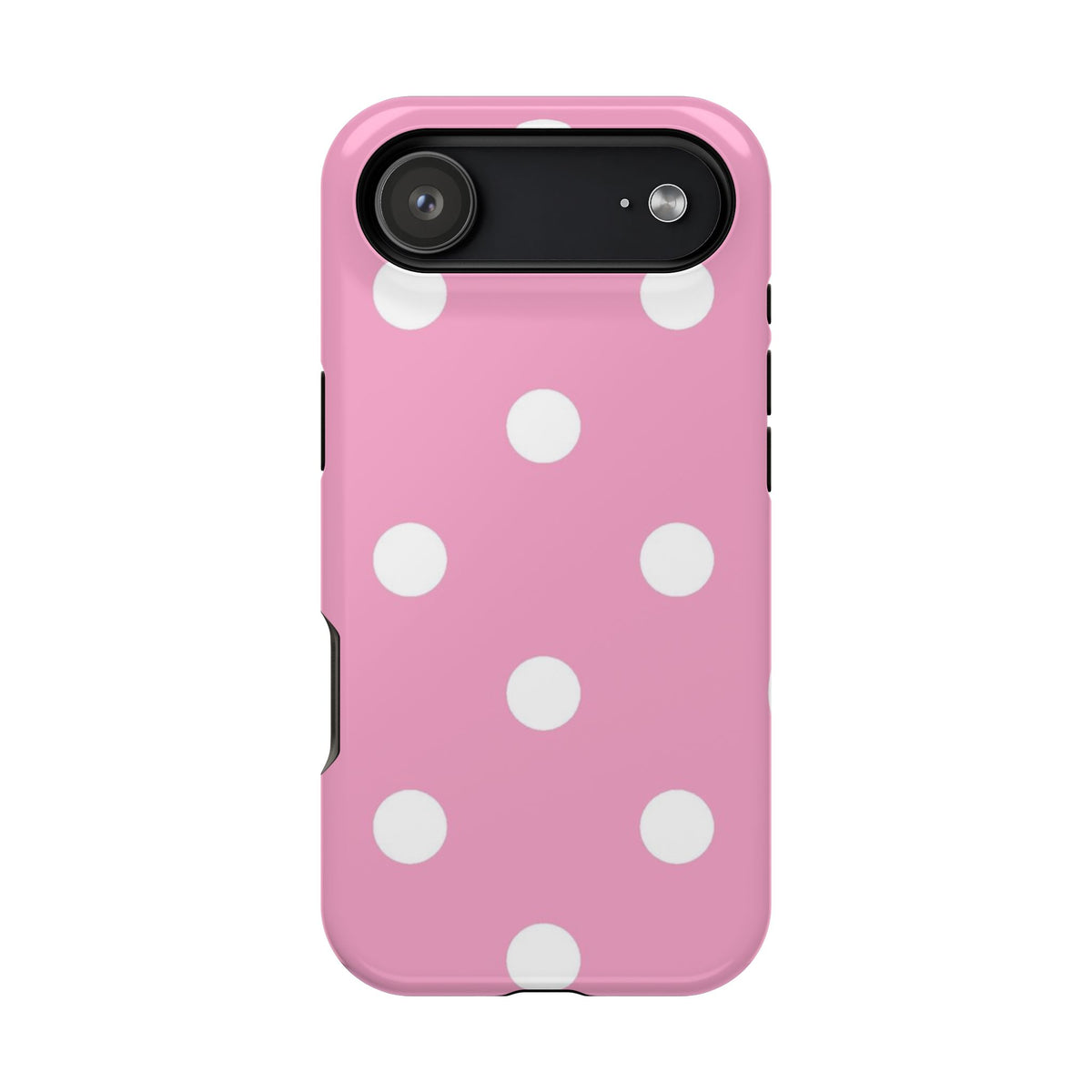Big Pink Polka Dot protective phone case for iPhone 17 Air, glossy finish