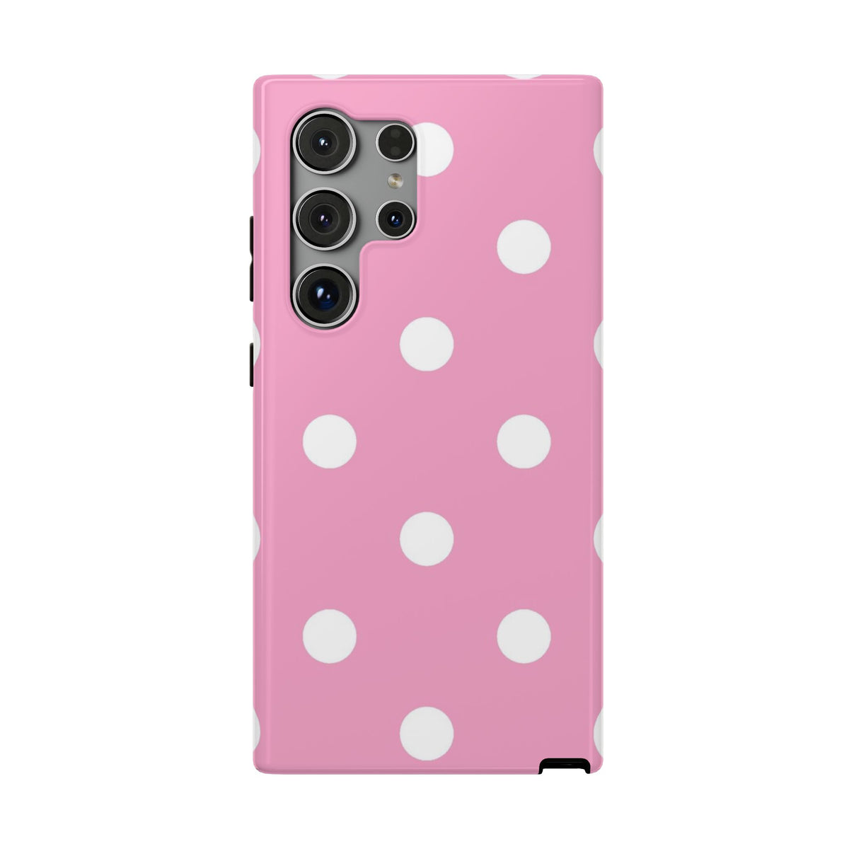 Big Pink Polka Dot protective phone case for Samsung Galaxy S24 Ultra, glossy finish