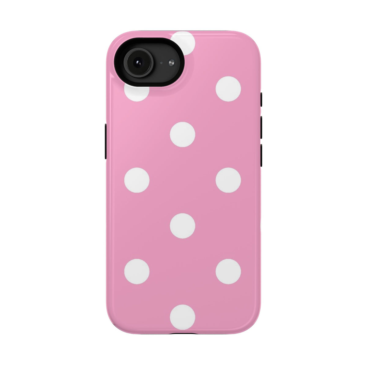 Big Pink Polka Dot protective phone case for iPhone 16e, matte finish