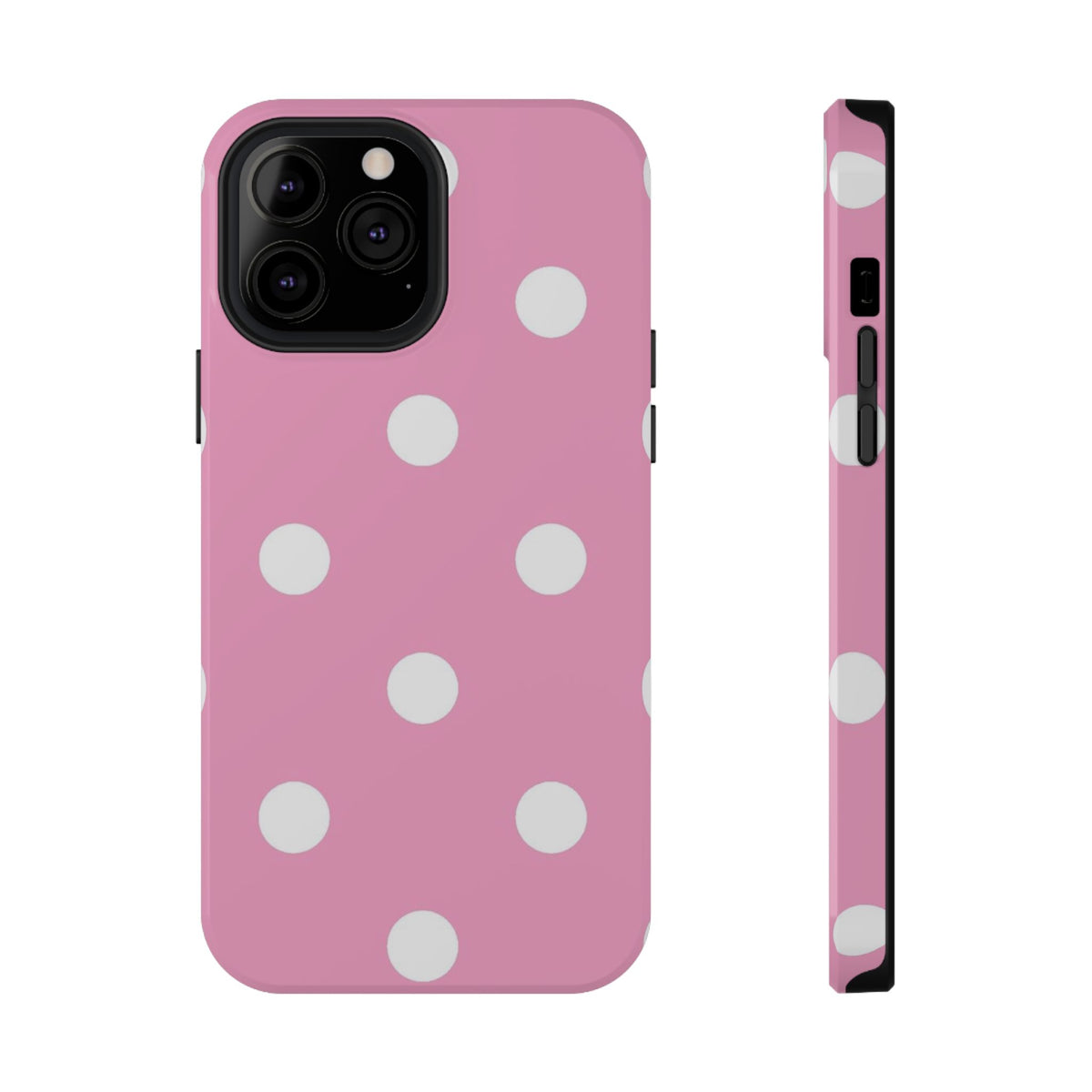 Big Pink Polka Dot protective phone case for iPhone 13 Pro Max, glossy finish