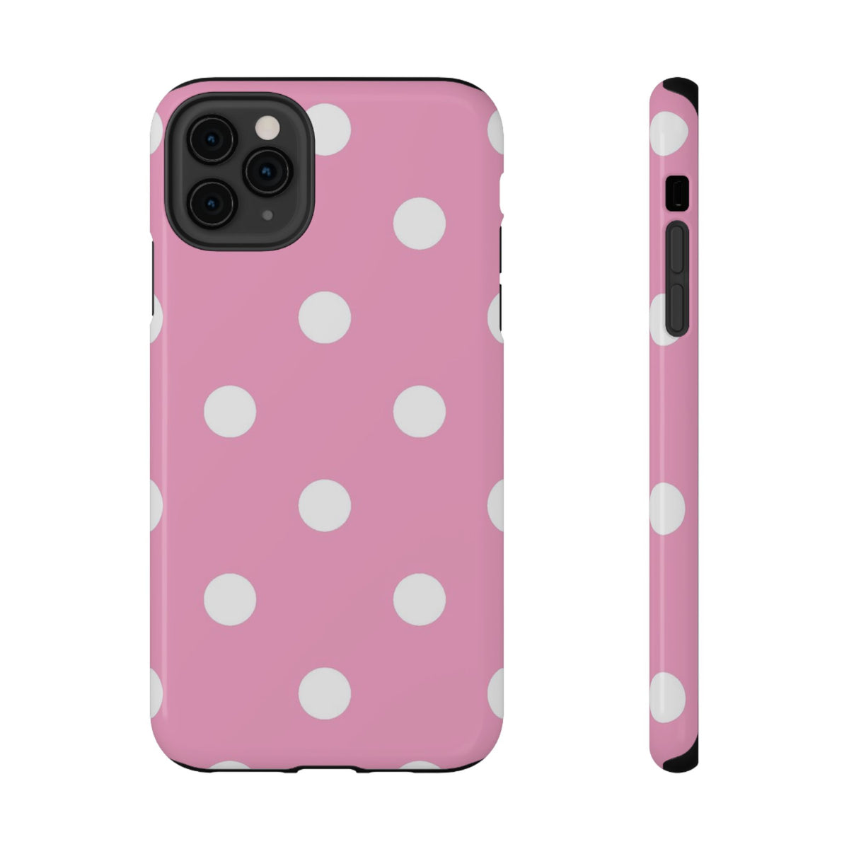 Big Pink Polka Dot protective phone case for iPhone 11 Pro Max, glossy finish
