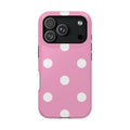 Big Pink Polka Dot MagSafe case for iPhone 18 Pro, glossy finish