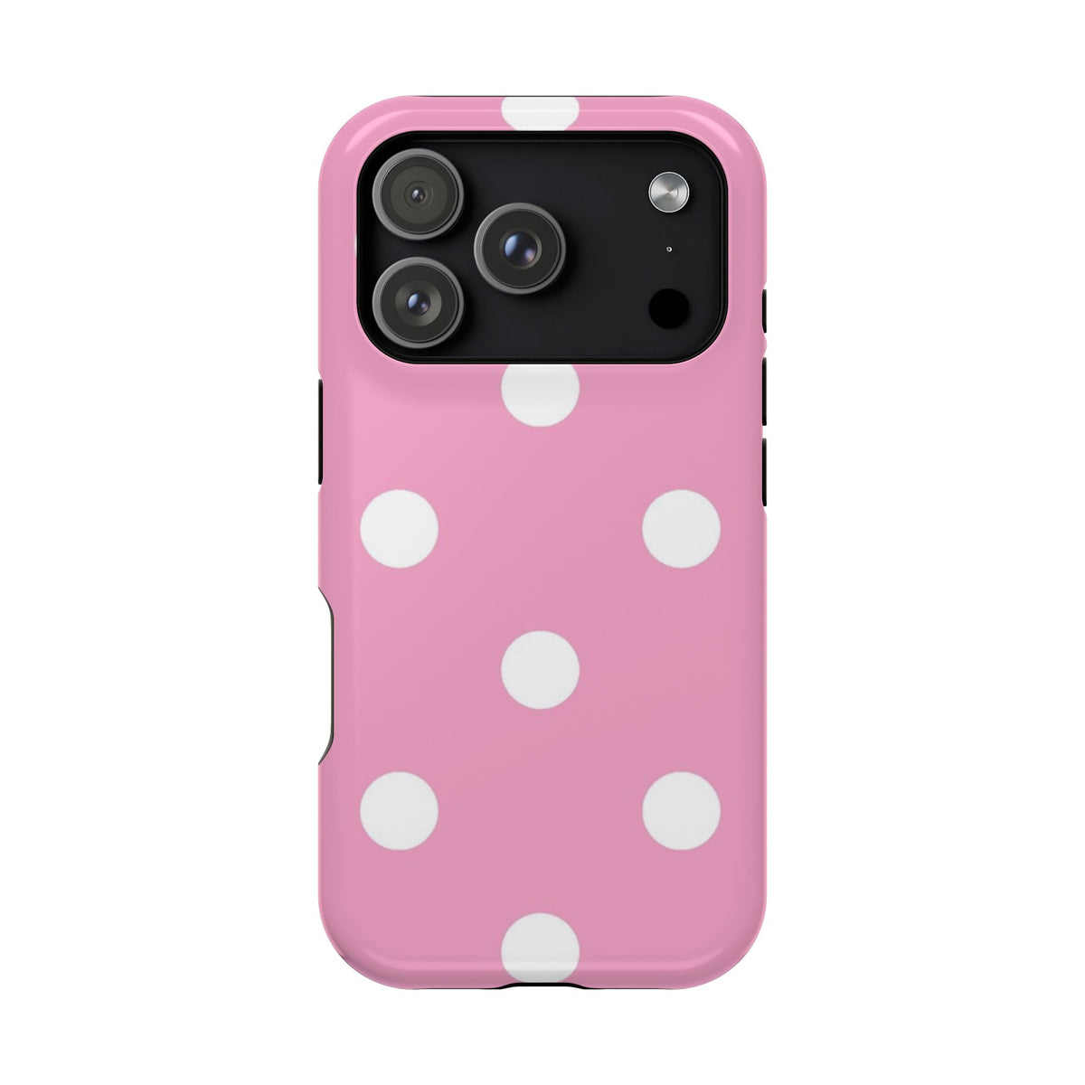 Big Pink Polka Dot MagSafe case for iPhone 18 Pro, glossy finish