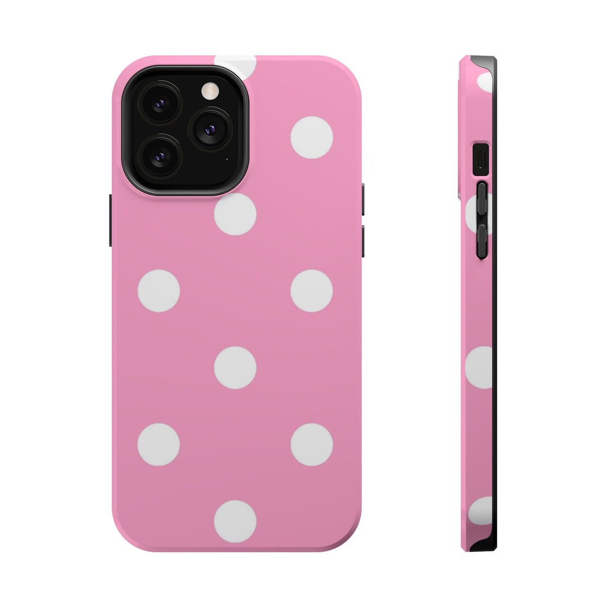 Big Pink Polka Dot MagSafe case for iPhone 13 Pro Max, glossy finish