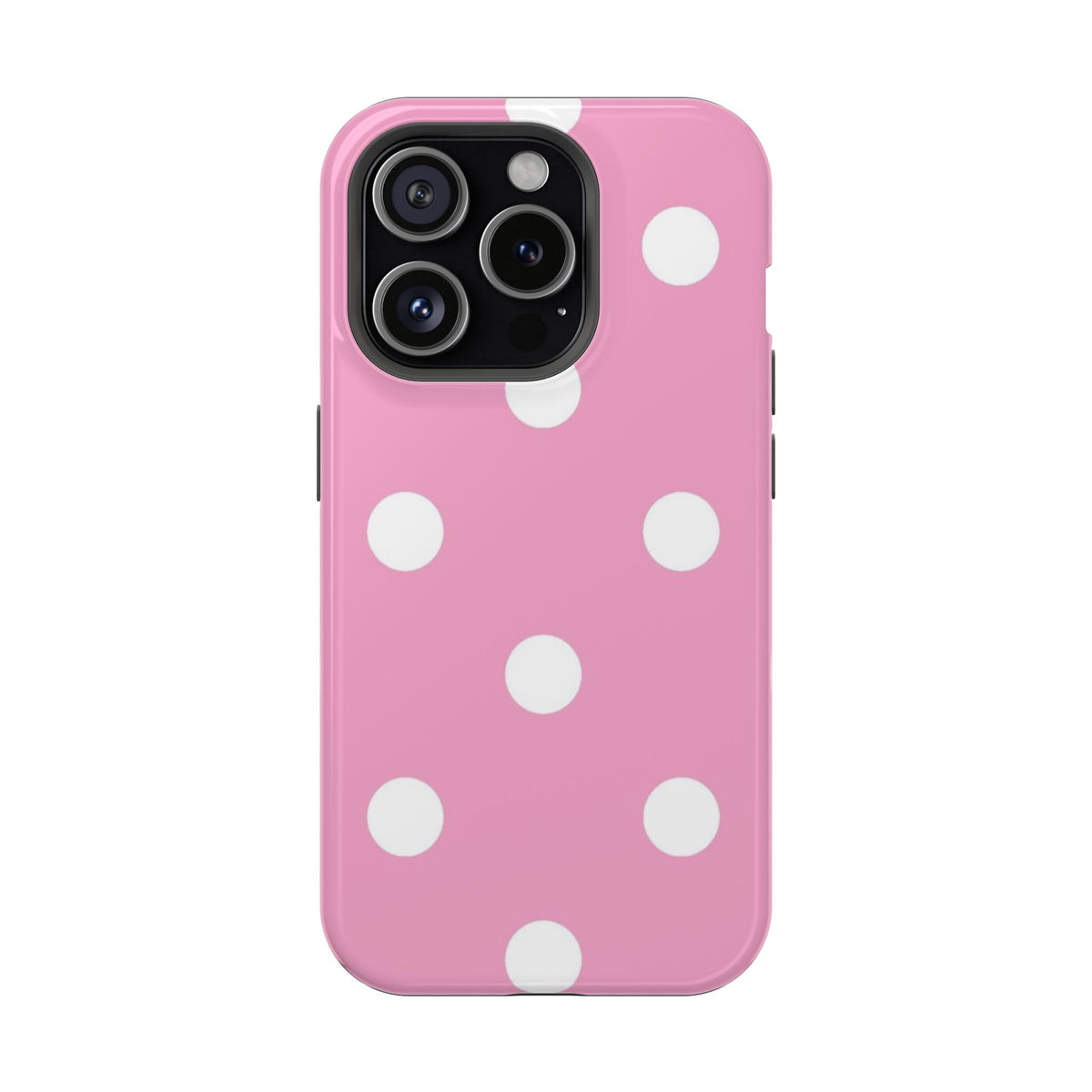 Big Pink Polka Dot MagSafe case for iPhone 15 Pro, glossy finish