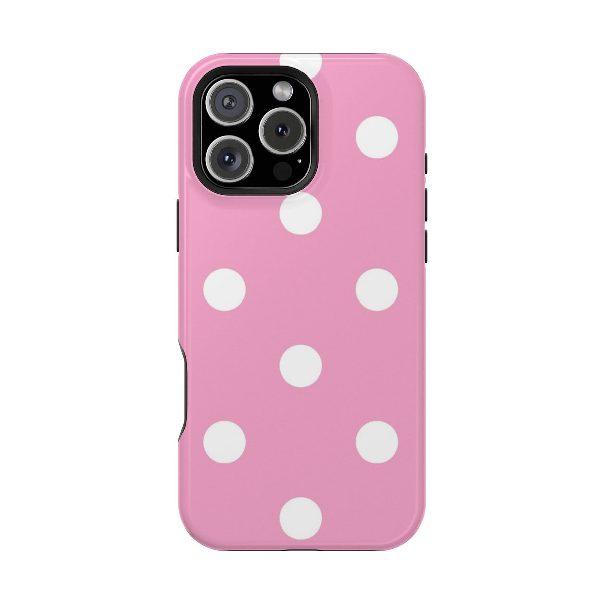 Big Pink Polka Dot MagSafe case for iPhone 16 Pro Max, glossy finish