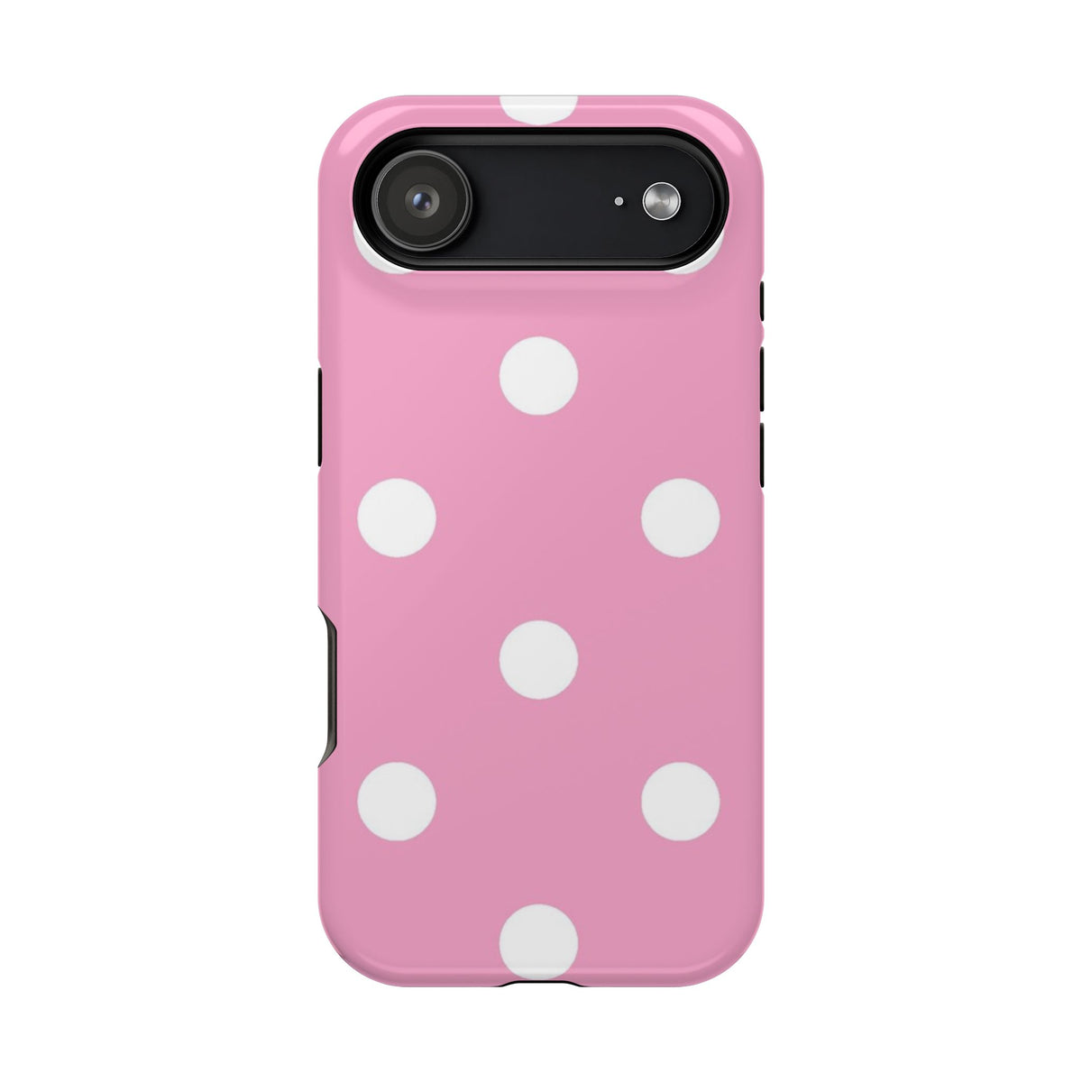Big Pink Polka Dot MagSafe case for iPhone 17 Air, glossy finish