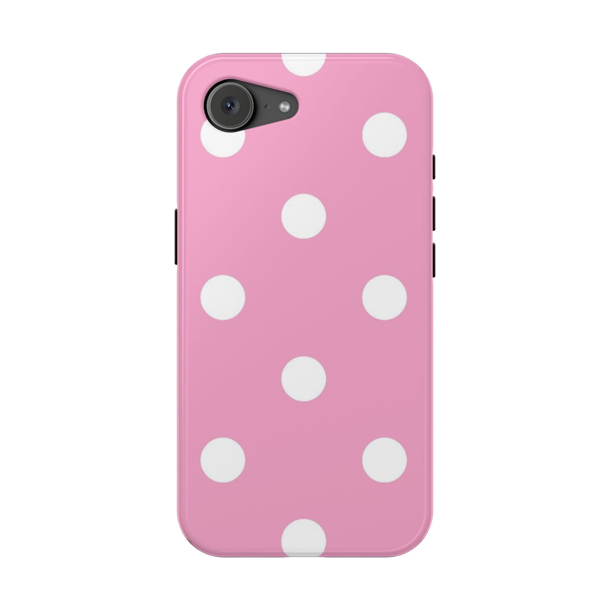 Big Pink Polka Dot MagSafe case for iPhone 17e, glossy finish