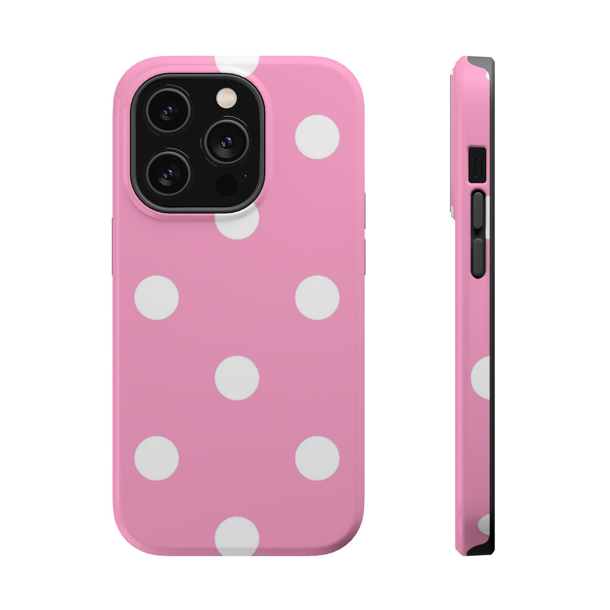 Big Pink Polka Dot MagSafe case for iPhone 14 Pro, glossy finish