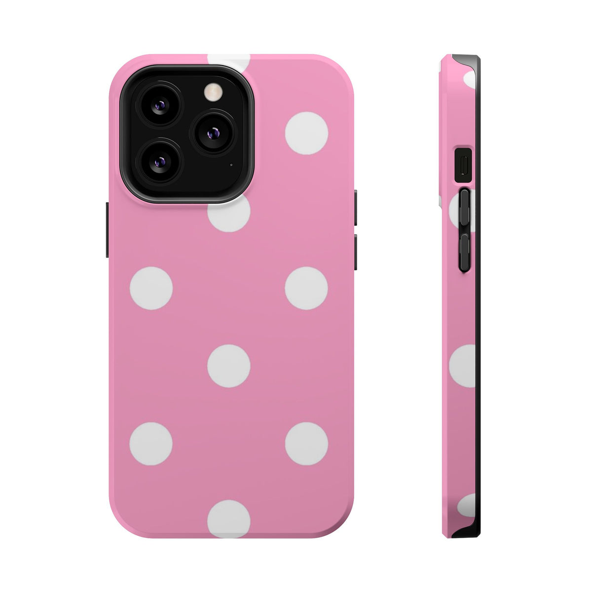 Big Pink Polka Dot MagSafe case for iPhone 13 Pro, glossy finish
