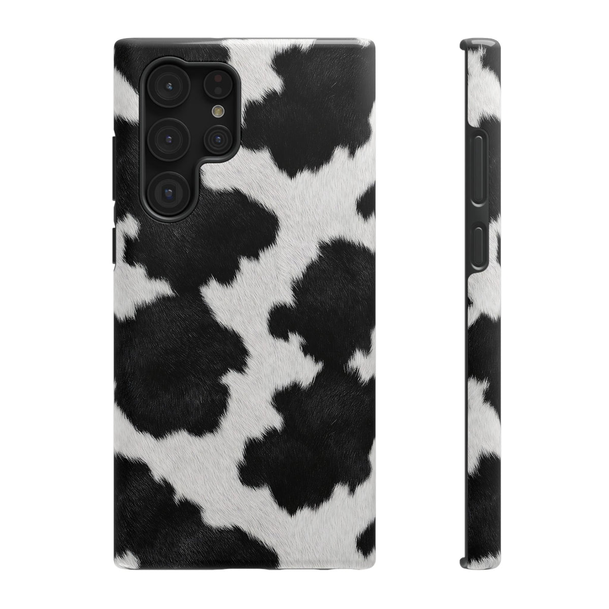 Black Cow Print protective phone case for Samsung Galaxy S22 Ultra, glossy finish