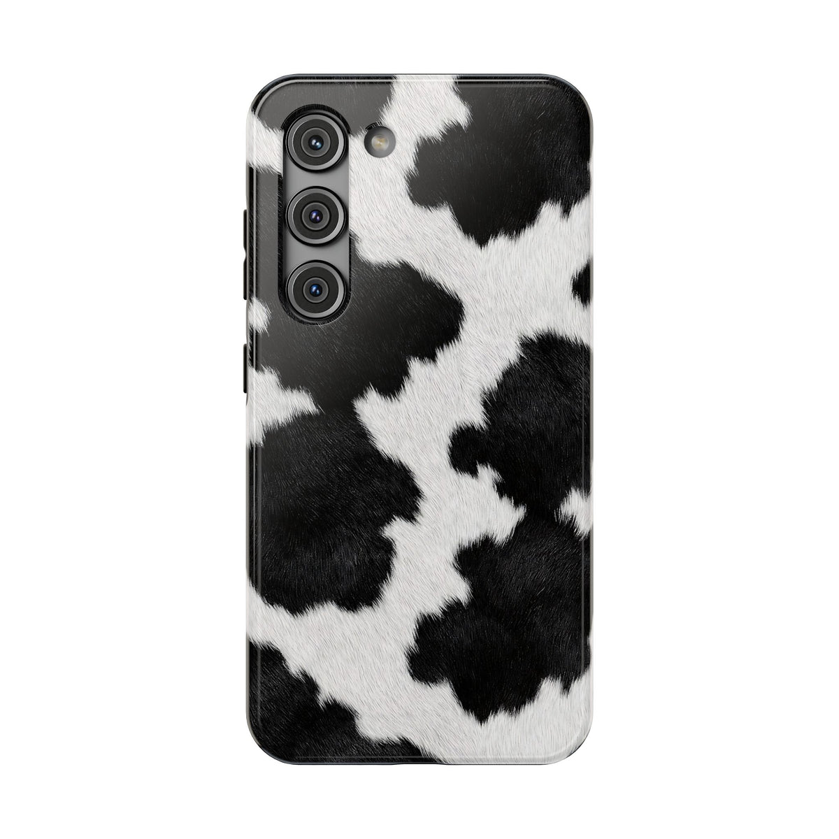 Black Cow Print protective phone case for Samsung Galaxy S23, glossy finish