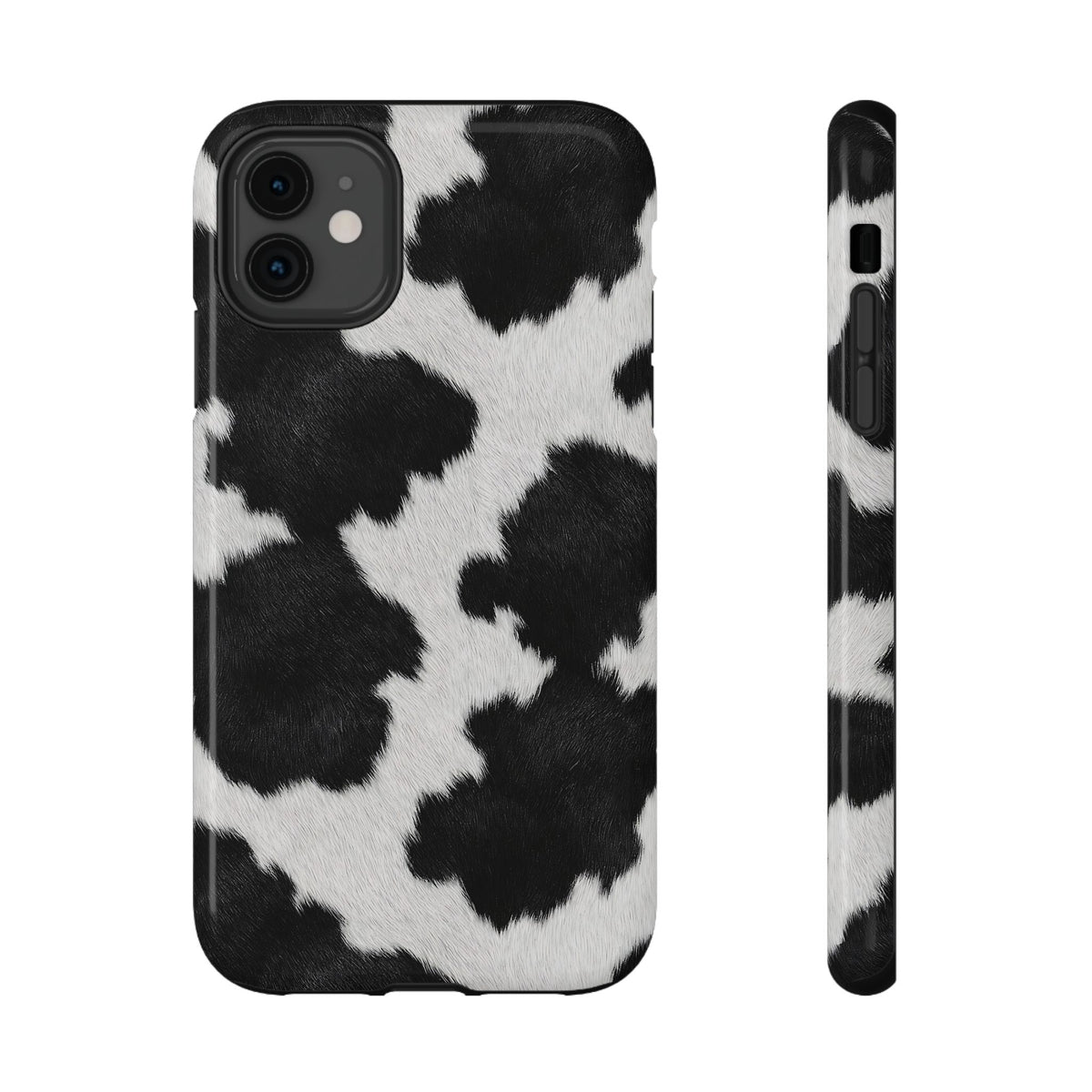 Black Cow Print protective phone case for iPhone 11, glossy finish