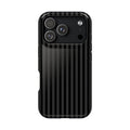 Black Pinstripe protective phone case for iPhone 18 Pro, glossy finish