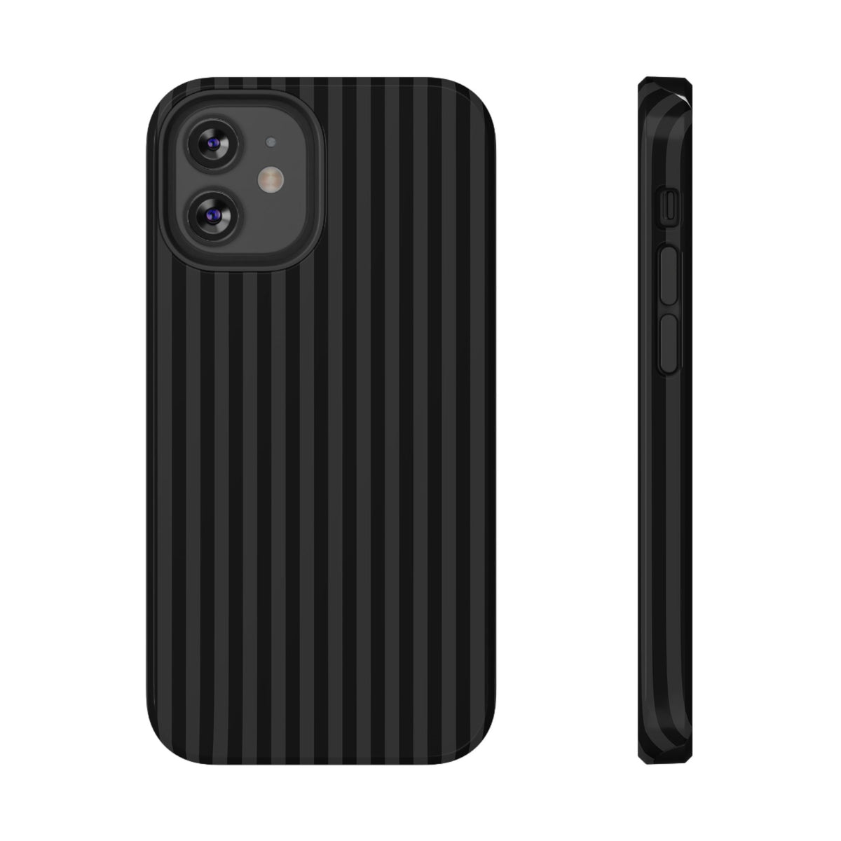 Black Pinstripe protective phone case for iPhone 12 Mini, glossy finish