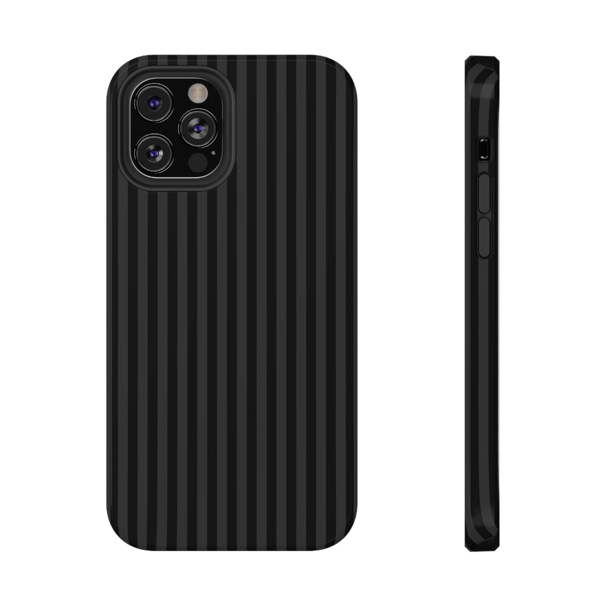 Black Pinstripe protective phone case for iPhone 12 Pro, glossy finish