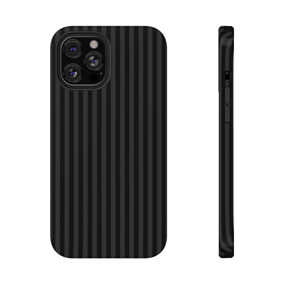 Black Pinstripe protective phone case for iPhone 12 Pro Max, glossy finish