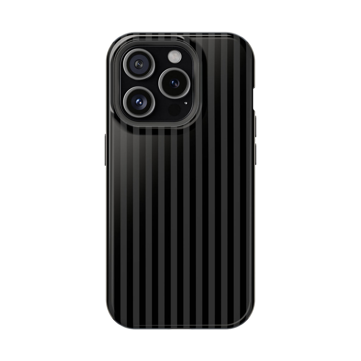 Black Pinstripe protective phone case for iPhone 15 Pro, glossy finish