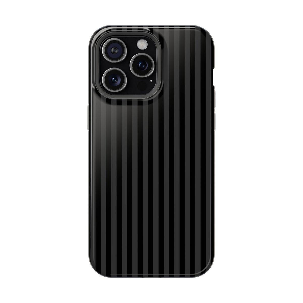 Black Pinstripe protective phone case for iPhone 15 Pro Max, glossy finish
