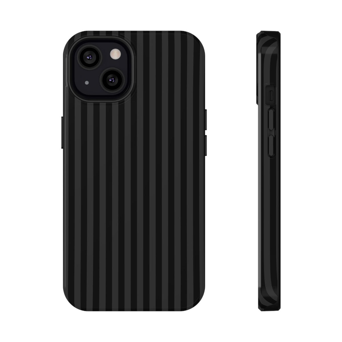 Black Pinstripe protective phone case for iPhone 13, glossy finish
