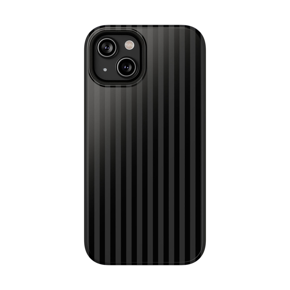 Black Pinstripe protective phone case for iPhone 14, glossy finish