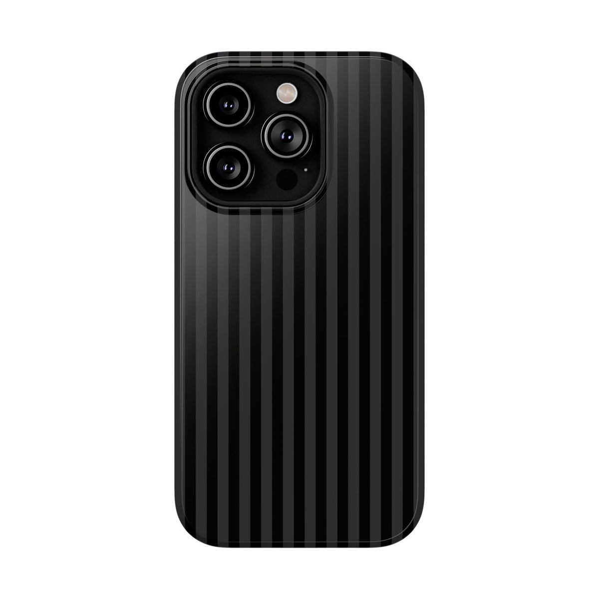 Black Pinstripe protective phone case for iPhone 14 Pro, glossy finish