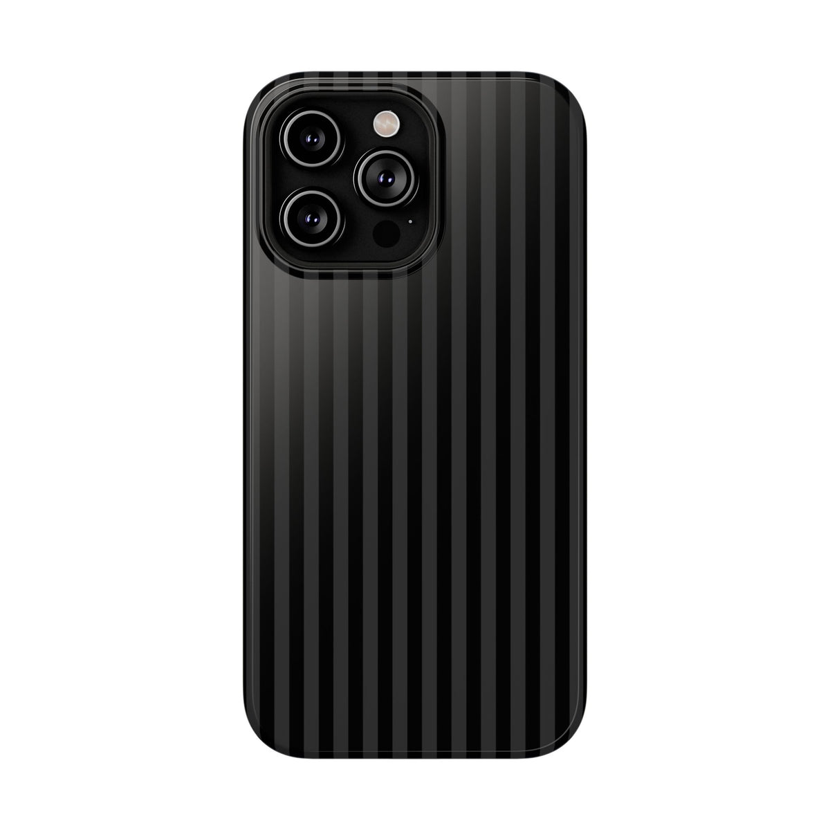 Black Pinstripe protective phone case for iPhone 14 Pro Max, glossy finish