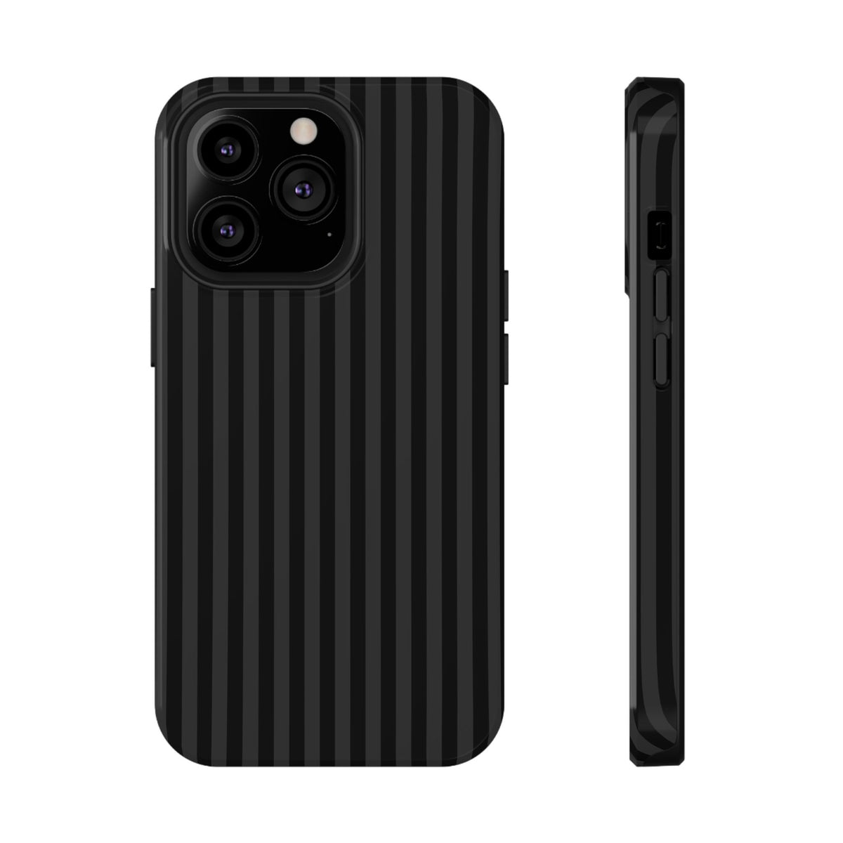 Black Pinstripe protective phone case for iPhone 13 Pro, glossy finish