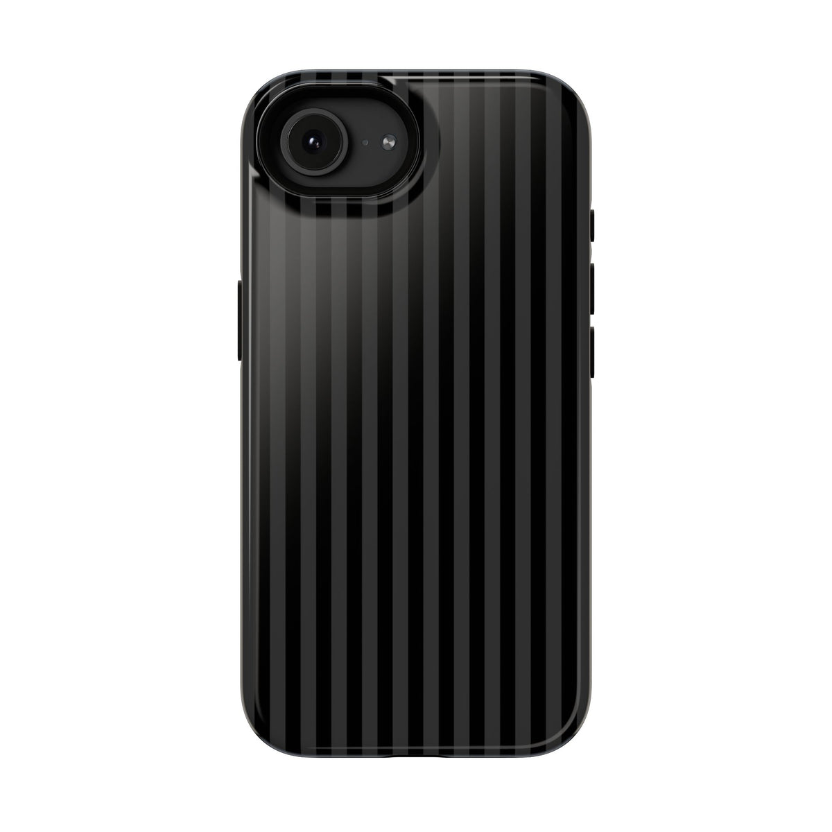 Black Pinstripe protective phone case for iPhone 16e, glossy finish