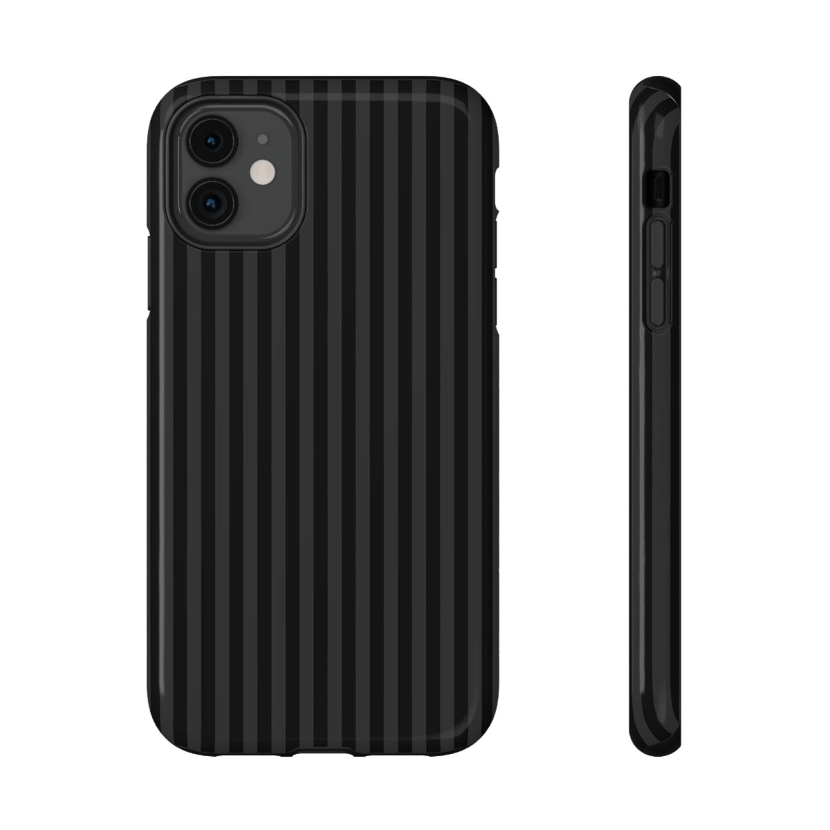 Black Pinstripe protective phone case for iPhone 11, glossy finish