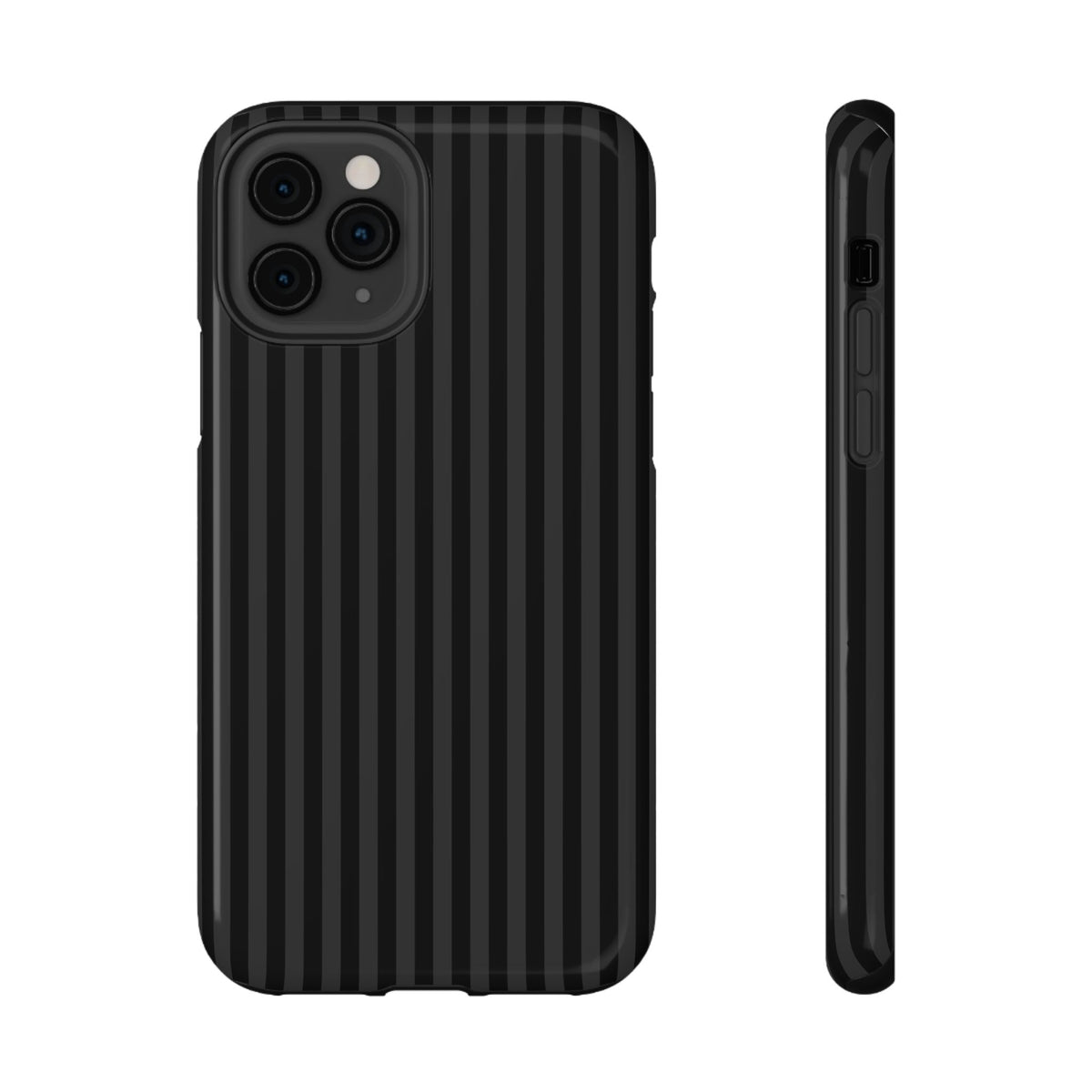 Black Pinstripe protective phone case for iPhone 11 Pro, glossy finish