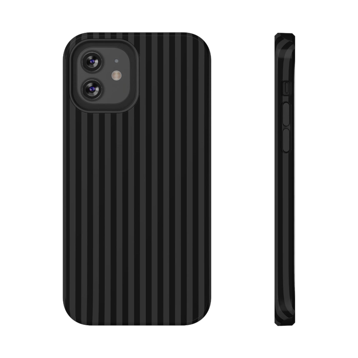 Black Pinstripe protective phone case for iPhone 12, glossy finish