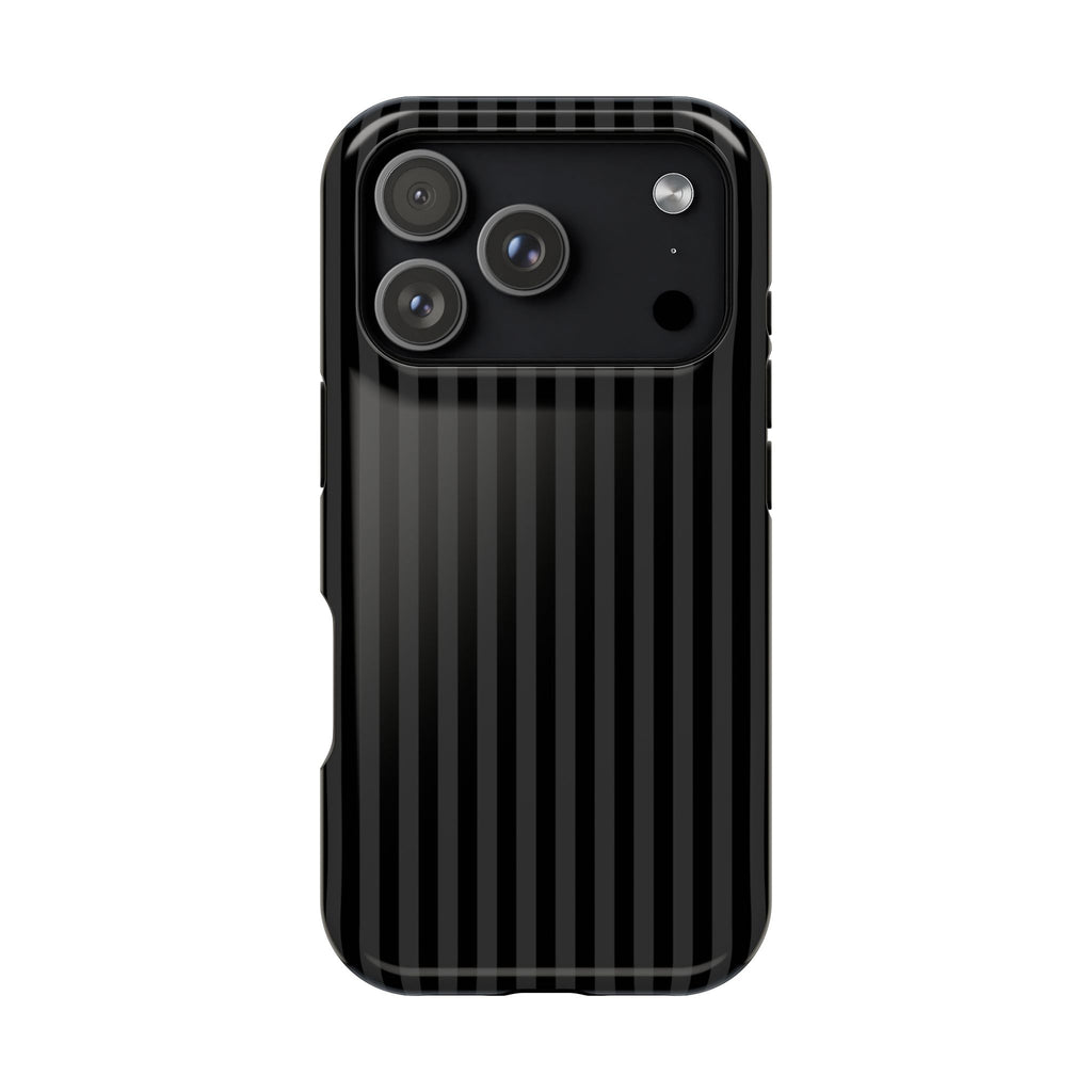 Black Pinstripe MagSafe case for iPhone 18 Pro, glossy finish