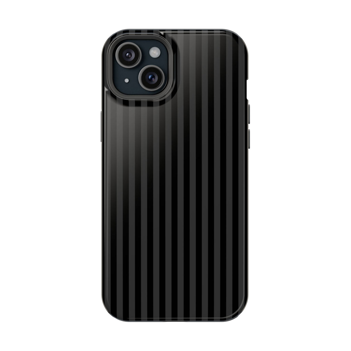 Black Pinstripe MagSafe case for iPhone 15 Plus, glossy finish