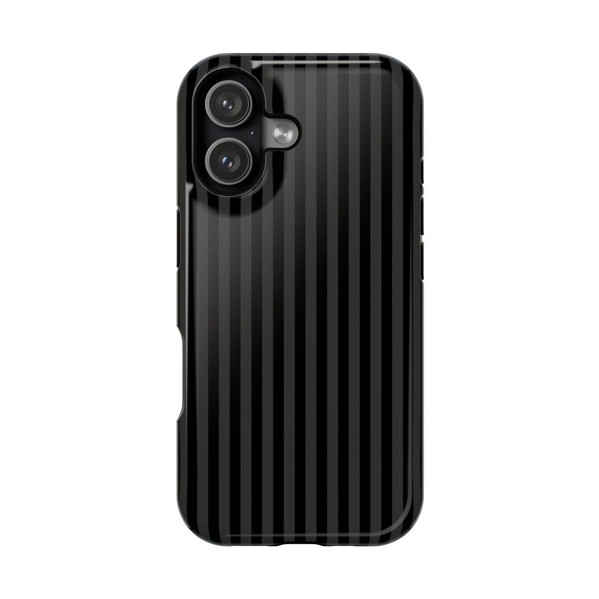 Black Pinstripe MagSafe case for iPhone 17, glossy finish