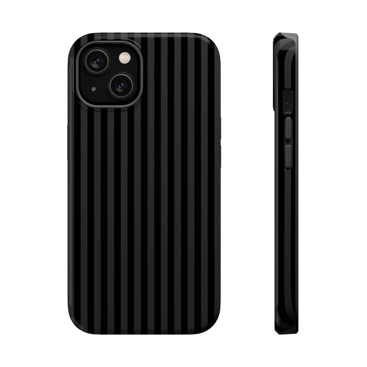 Black Pinstripe MagSafe case for iPhone 14, glossy finish