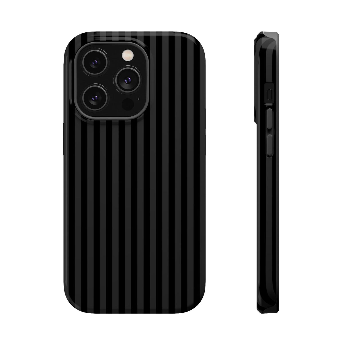 Black Pinstripe MagSafe case for iPhone 14 Pro, glossy finish