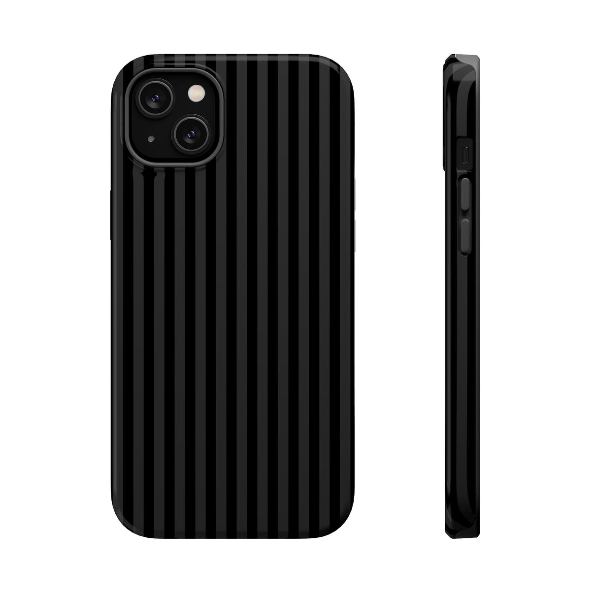 Black Pinstripe MagSafe case for iPhone 14 Plus, glossy finish