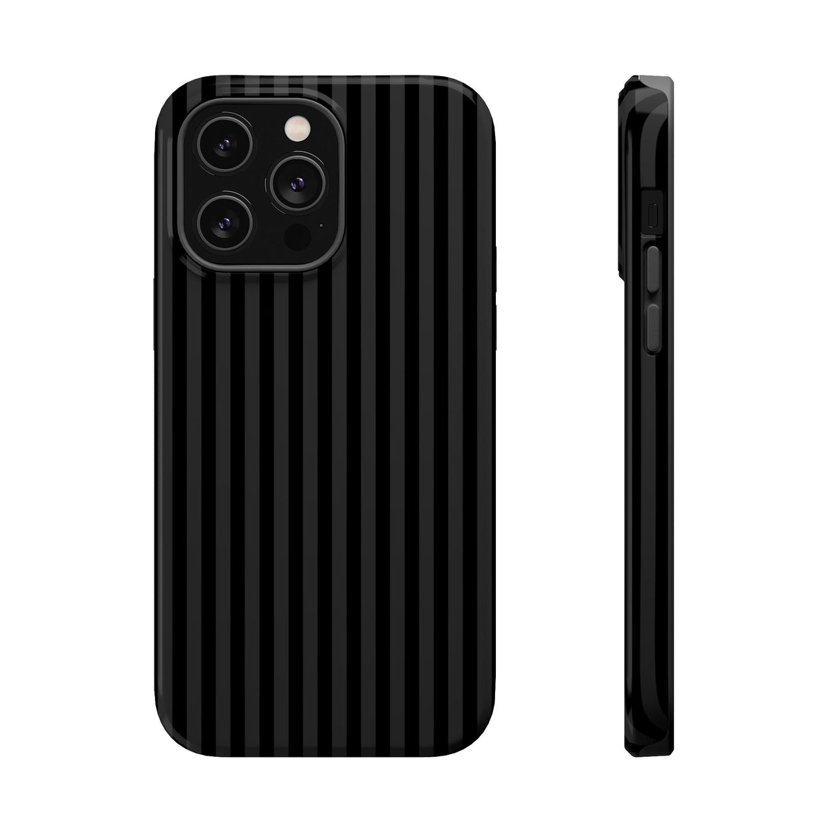 Black Pinstripe MagSafe case for iPhone 14 Pro Max, glossy finish