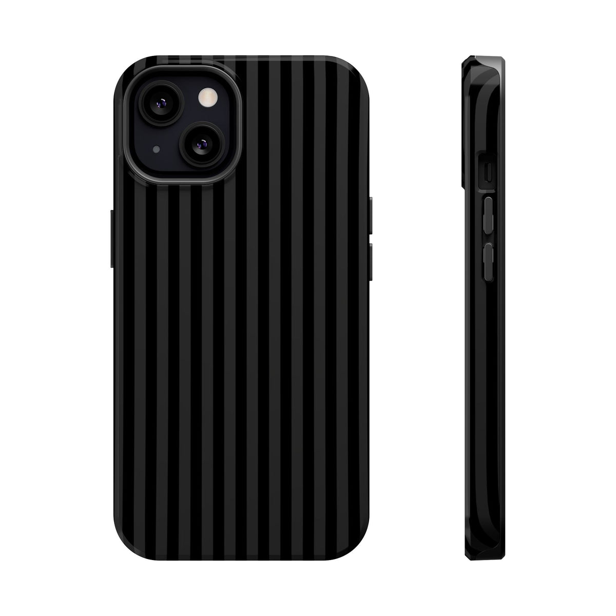 Black Pinstripe MagSafe case for iPhone 13, glossy finish