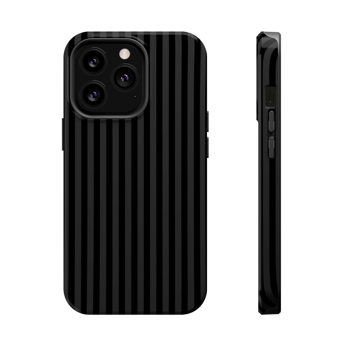 Black Pinstripe MagSafe case for iPhone 13 Pro, glossy finish
