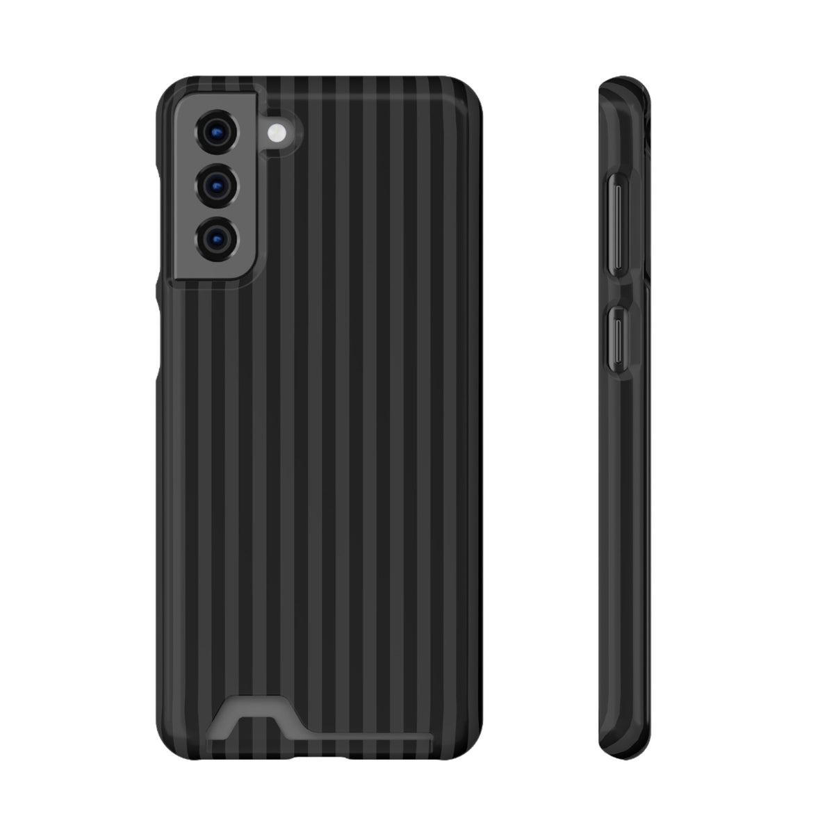 Black Pinstripe phone case with card holder for Samsung Galaxy S21 Plus, glossy finish