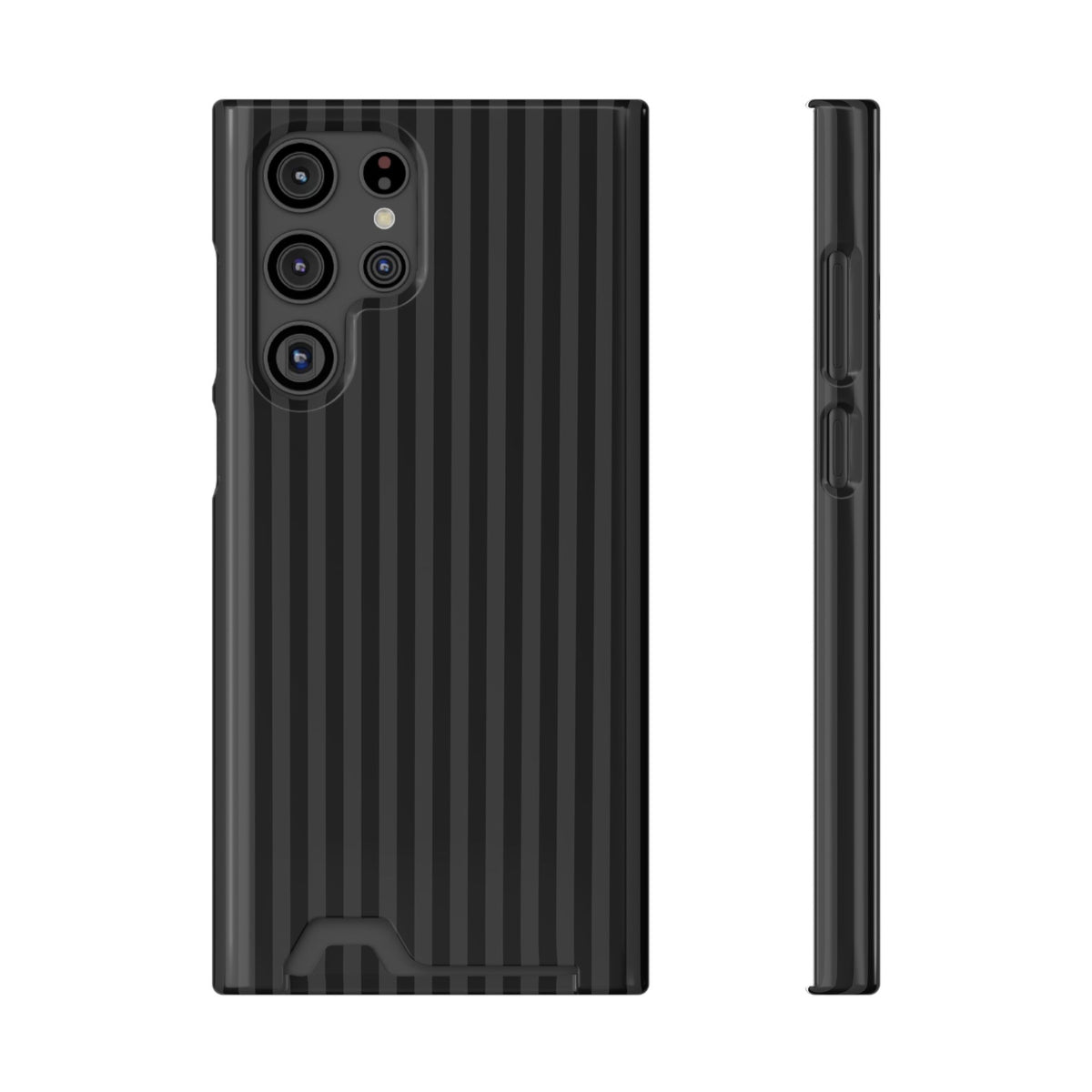 Black Pinstripe phone case with card holder for Samsung Galaxy S22 Ultra, glossy finish