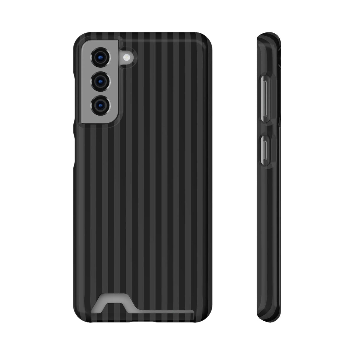 Black Pinstripe phone case with card holder for Samsung Galaxy S21, glossy finish