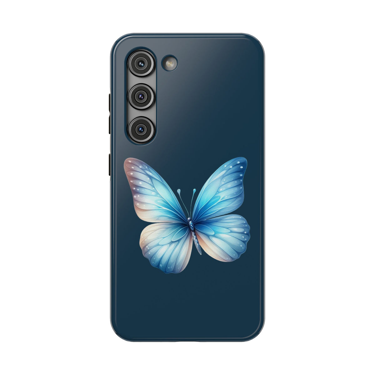 Blue Butterfly protective phone case for Samsung Galaxy S23, glossy finish