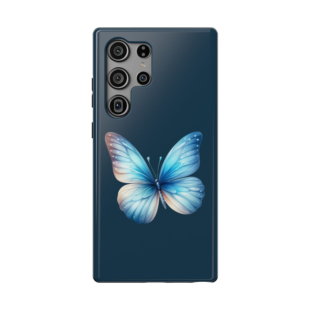 Blue Butterfly protective phone case for Samsung Galaxy S23 Ultra, glossy finish