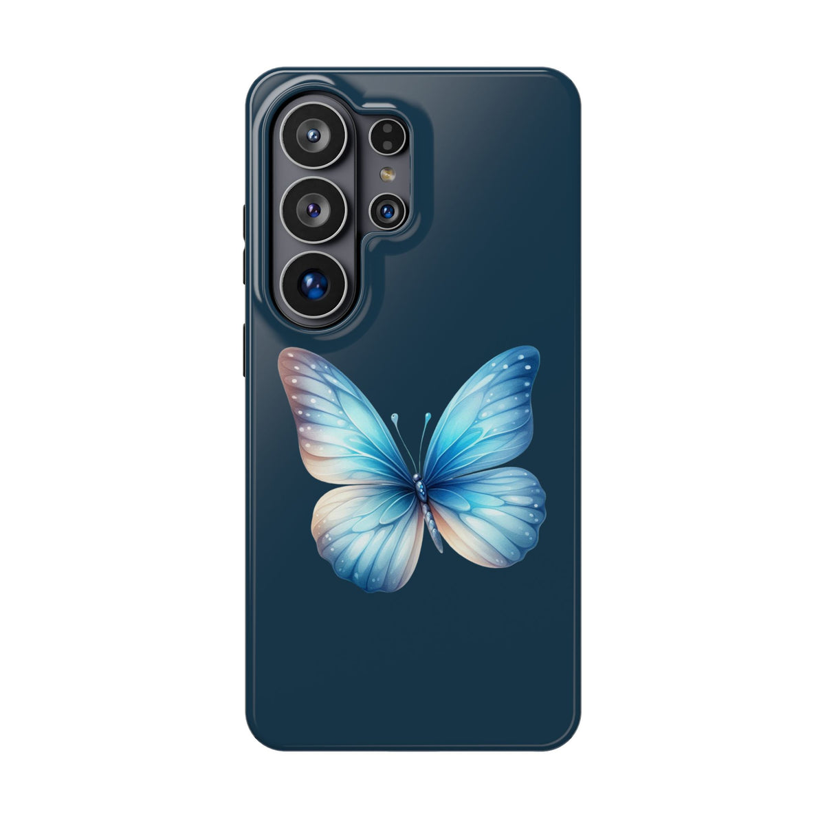 Blue Butterfly protective phone case for Samsung Galaxy S26 Ultra, glossy finish
