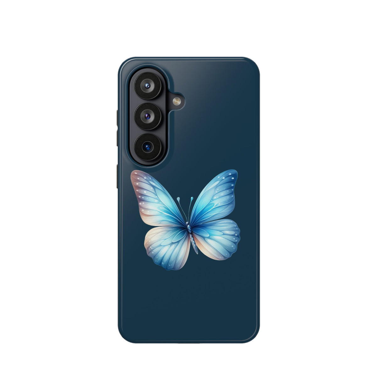 Blue Butterfly MagSafe case for Samsung Galaxy S26, glossy finish