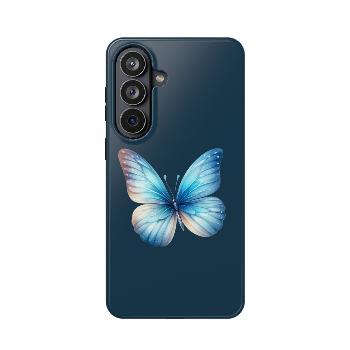 Blue Butterfly MagSafe case for Samsung Galaxy S26 Plus, glossy finish
