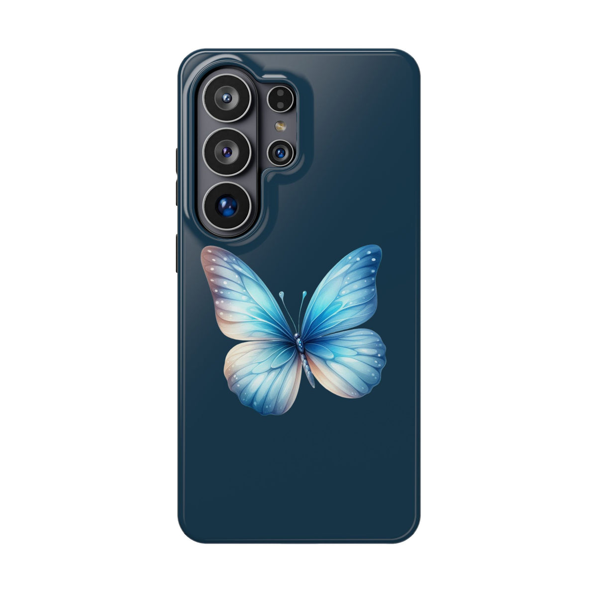Blue Butterfly MagSafe case for Samsung Galaxy S26 Ultra, glossy finish